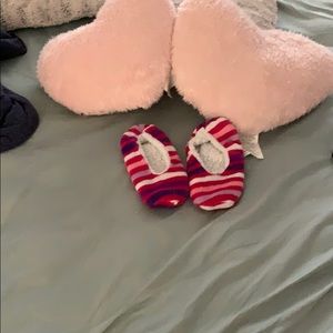 Slippers pink and white stripes